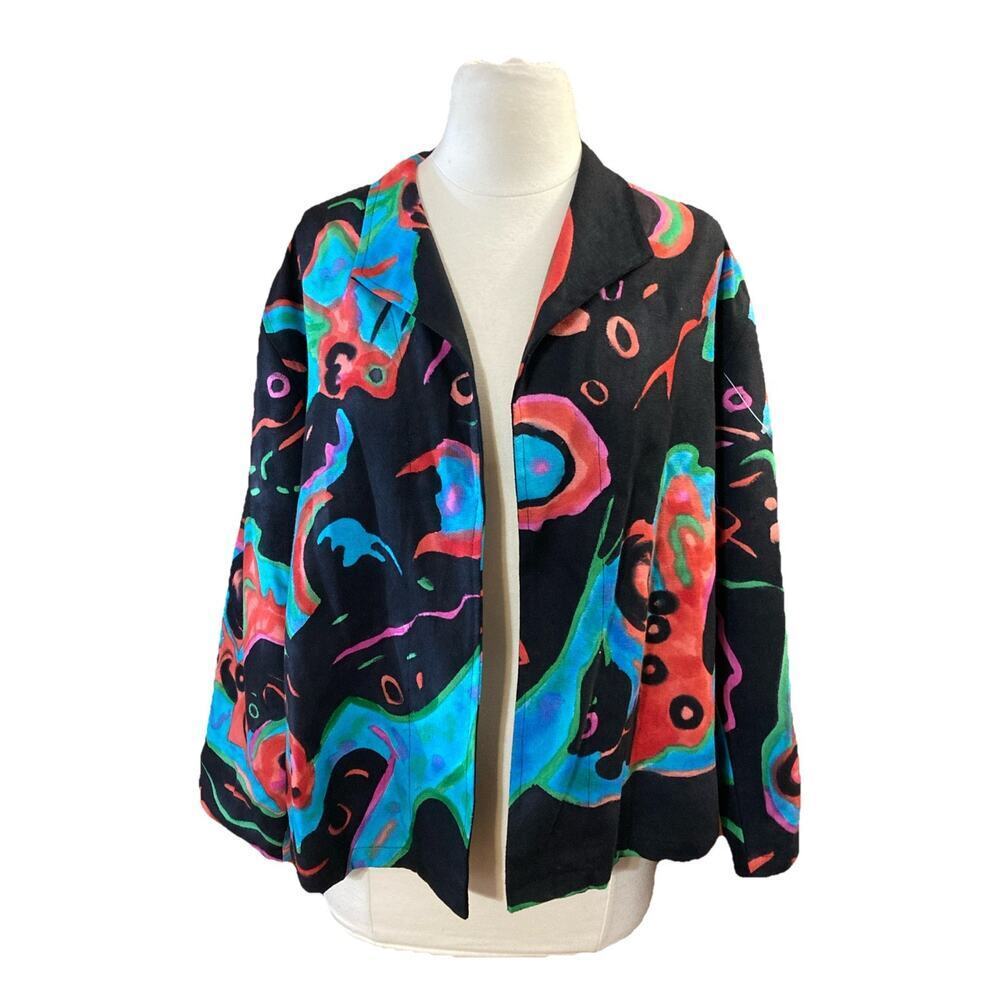 Dilemma Dhun Shroff Blazer Sz OS New Art‎ To Wear Colorful Silk Jacket $208
